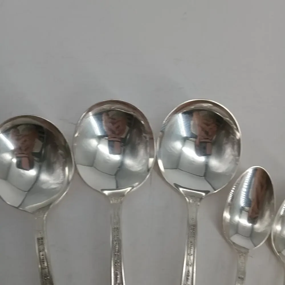 8X SS ROGERS Extra Plate SilverPlate CHALFONTE Soup Spoons Demitasse Flatware